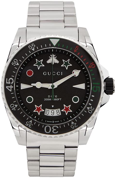 gucci black and silver watch|vintage silver gucci watch.